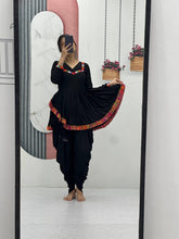 Ravishing Black Rayon Cotton Gamthi Work Dhoti Suit